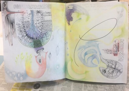 "dreaming bodies" sketchbook pages
