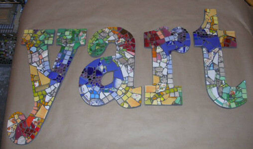 mosaic signage for "Yart" art & garden store